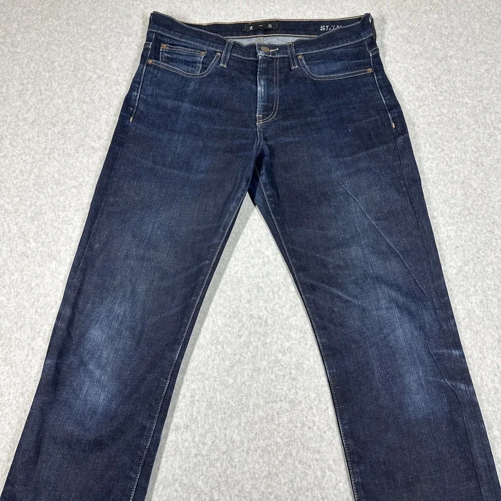 Madewell Men's Slim Fit Dark Wash Jeans Size 32x34 Fade Whiskering Stretch J9527